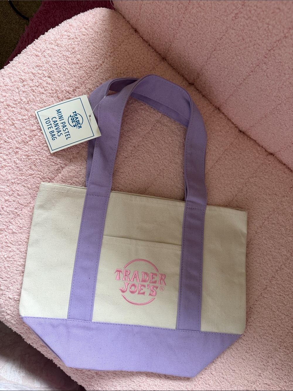 Trader Joe’s Cream and Lilac Canvas Tote Bag
